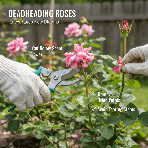 Deadheading Roses for Continuous Blooms