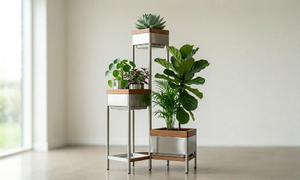 Multi-Tier Plant Stands with Integrated Planters